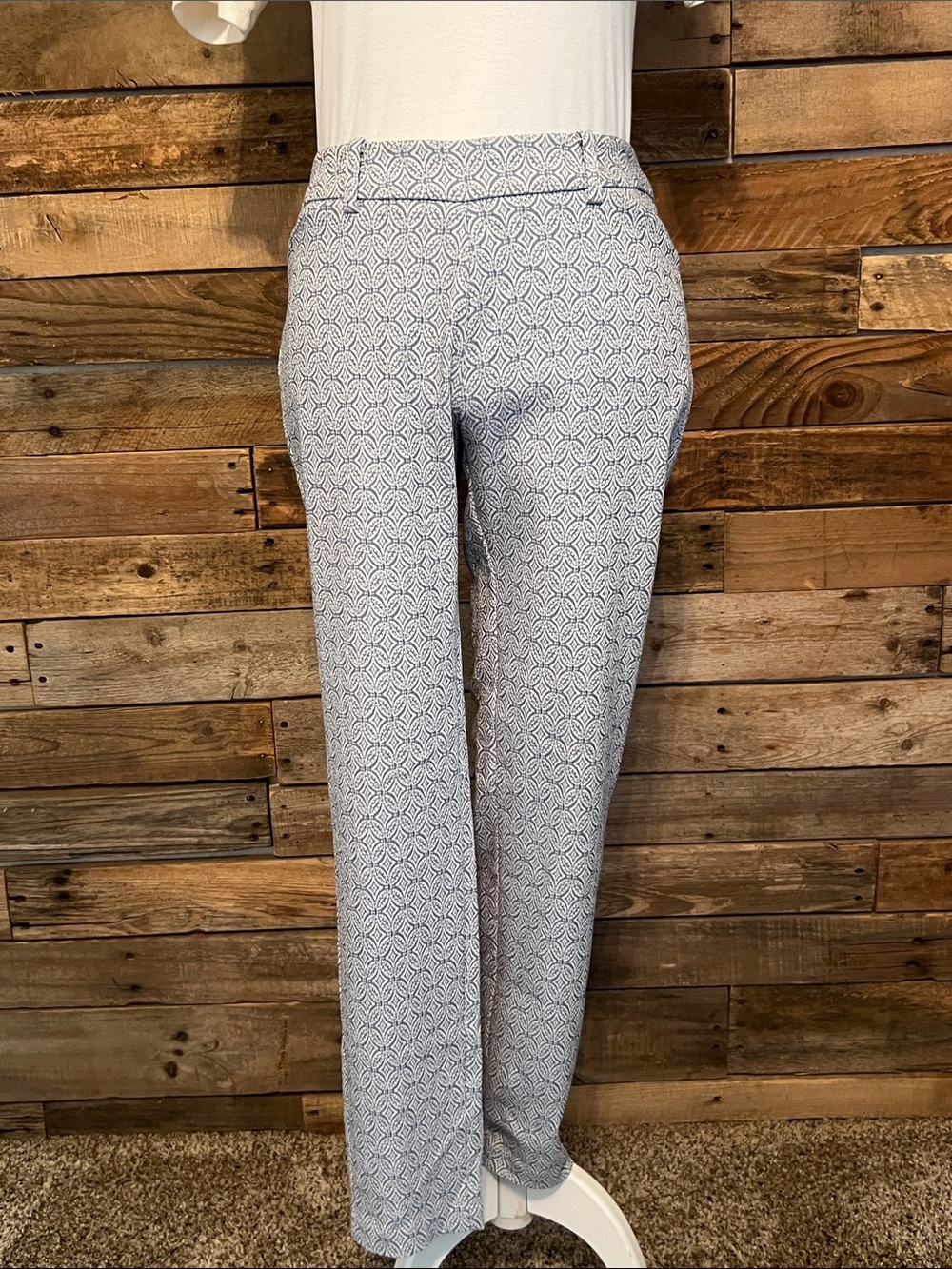 Women's Patterned Straight-Leg Dress Pants Pull-on